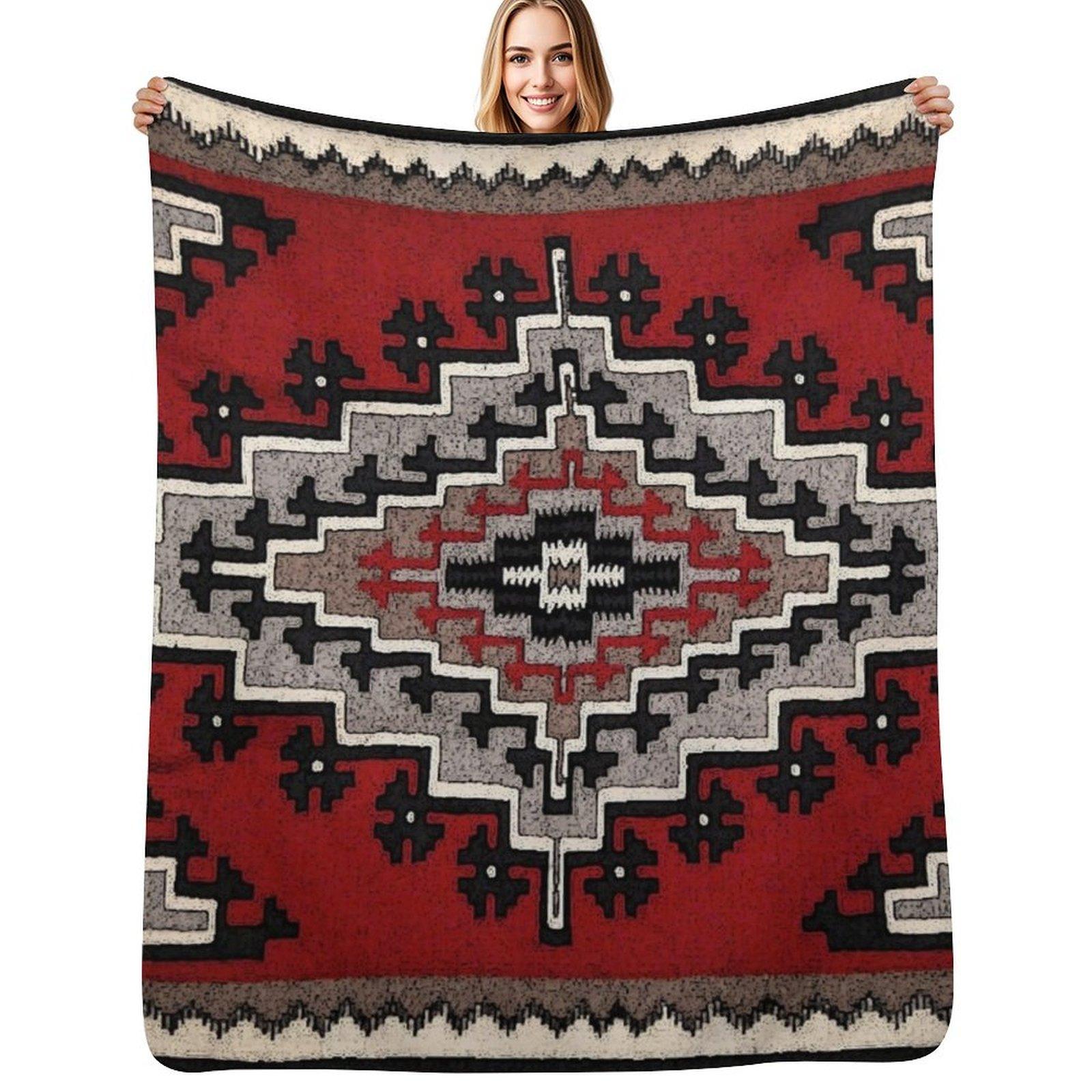 The Tribal Holiday Design Throw Blanket Shaggy Furry Soft Blanket for Bedroom Living Room Size: 75*100cm, Weight: 230 GSM