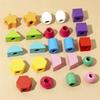 Montessori Wooden Toys Color Shape Matching Puzzle Game Colorful Beaded Color Cognition Educational Toys Gift for Children Kids
