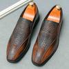 Fashion New Men Pointed Black Brown Alligator Pattern Casual Dress Homecoming Shoes Male Formal Loafers Wedding Footwear