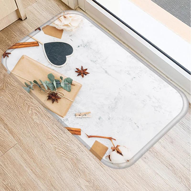 

Floral Pattern Bathroom Kitchen Entrance Doormat Home Decor Coral Fleece Rug Colorful Indoor Floor Mat Non-Slip 40x60cm