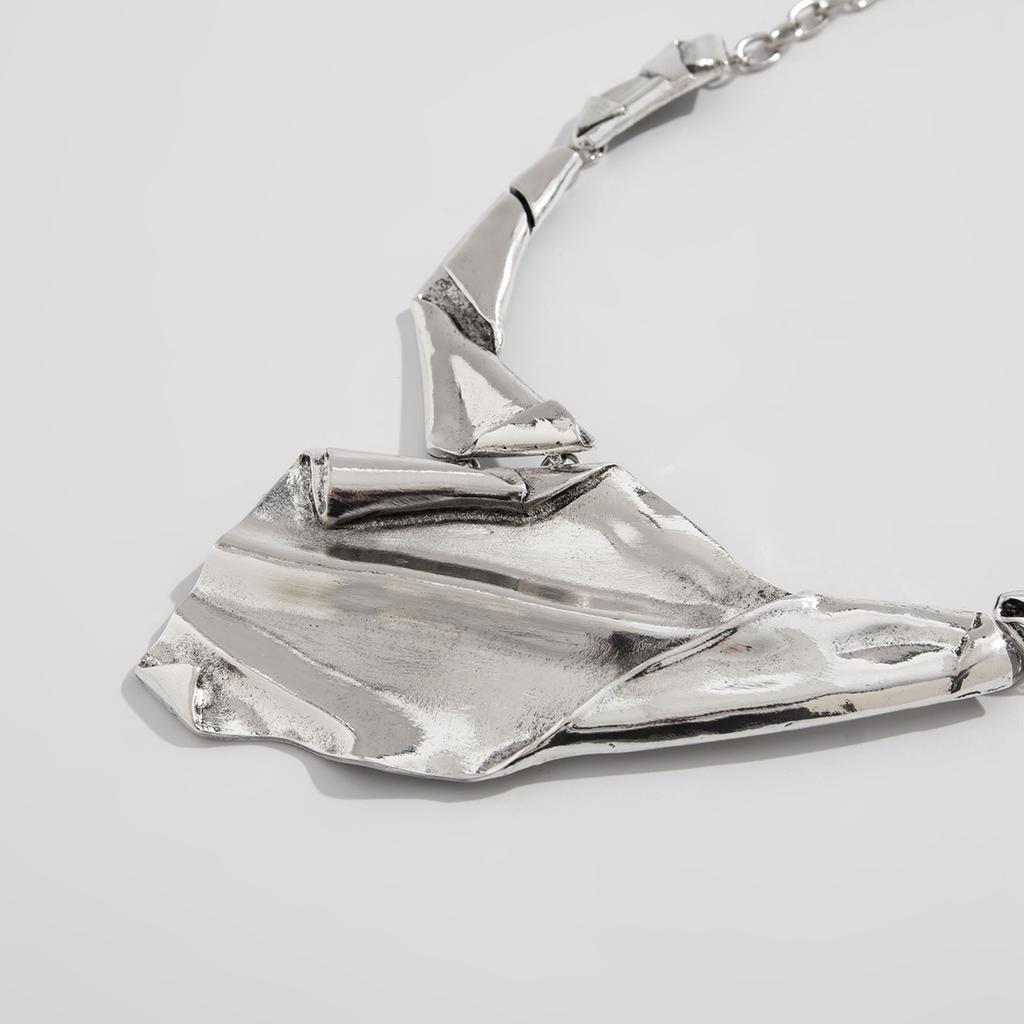 Geometric Necklace Set Exaggerated Pleated Alloy Chain Personalised Irregular Fashion Party for Women