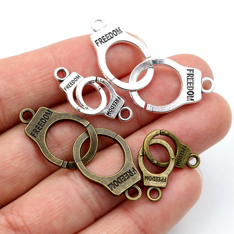 10pcs Charms Handcuffs Freedom 30x10mm 42x15mm Antique Making Pendant Fit,Bronze Tibetan Silver Color,DIY Handmade Jewelry