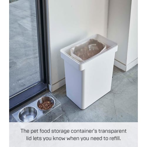 Yamazaki Tower Food Storage Container, 12kg Capacity, with Measuring Cup, White, Approx. W41 X D24 X H42.5cm (Approx. H65.5cm with Lid Opened), Model