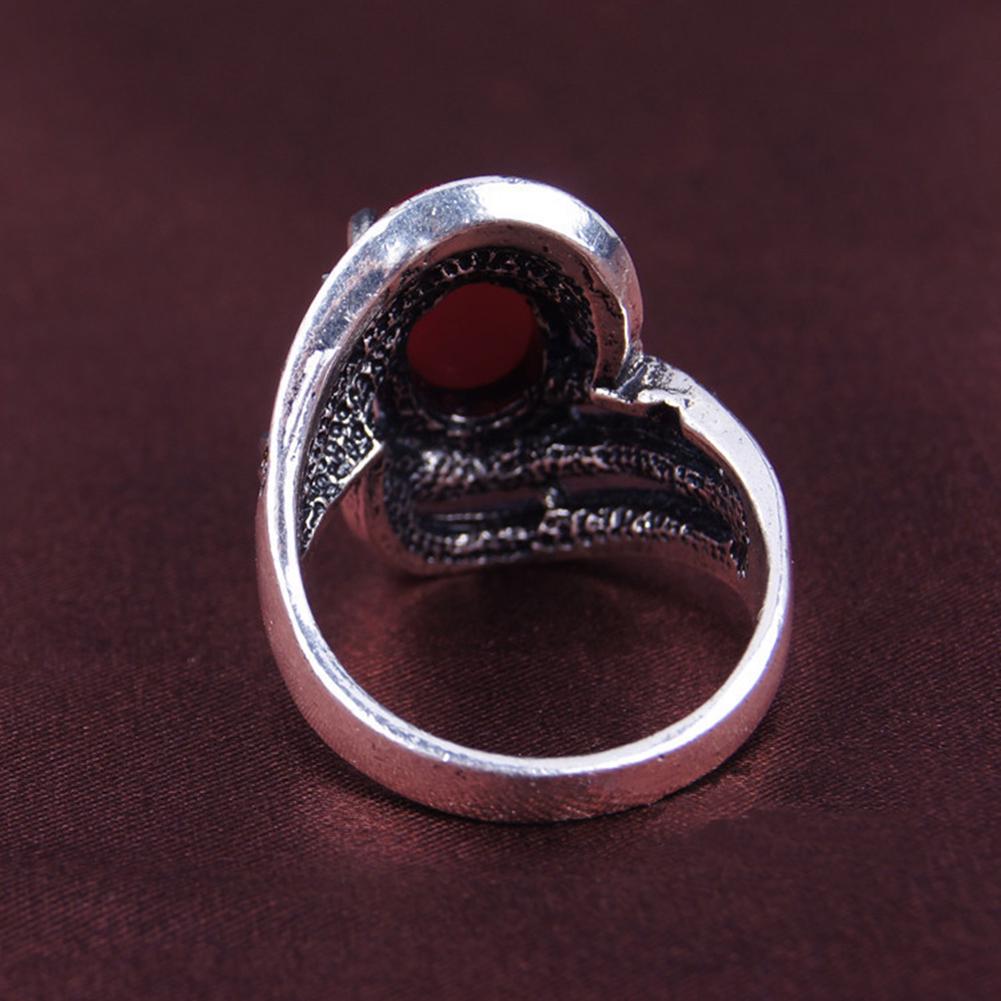 Elegant Inlaid Artificial Gemstone Finger Ring Vintage Party Women Jewelry Gift