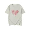 Women Plus Size Cotton T-Shirt Summer Short Sleeve Heart Print Mid-Long Loose Casual Pullover Top For 200lbs