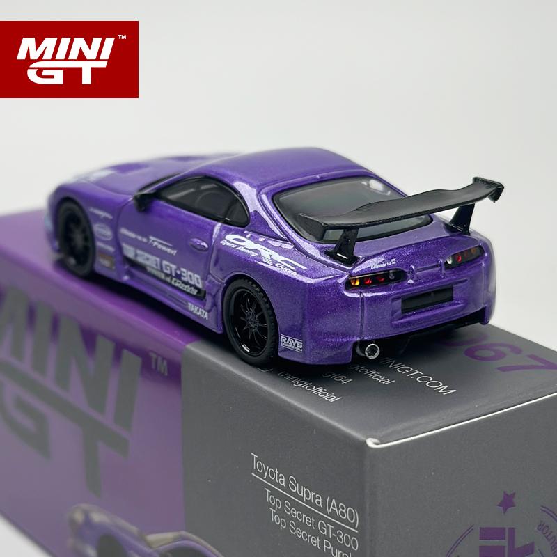 QEZT6 MINIGT 1:64 Toyota Supra A80 Top Secret GT-300 Top Secret Purple MGT Alloy Car Model 1067