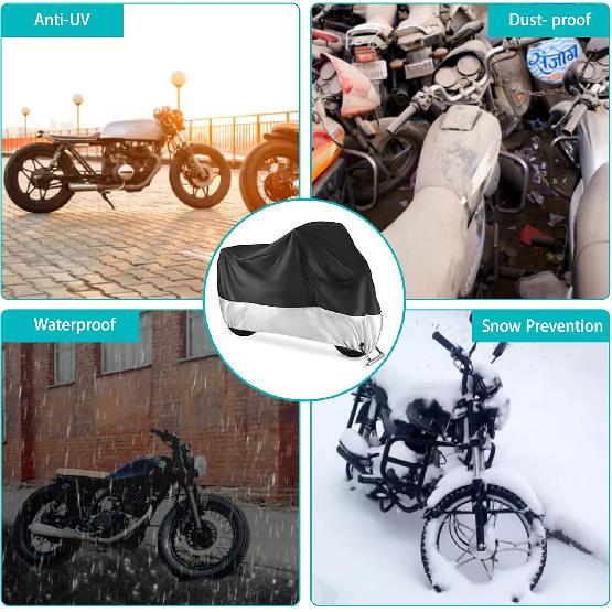 Motorcycle Cover,Motorbike Cover All Season Universal Weather Waterproof Sun Outdoor Protection With Lock-Holes & Storage Bag,XXL Motorcycles Vehicle