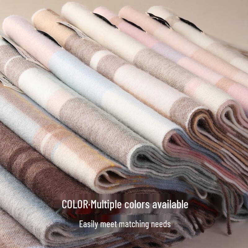 Mao Ren Women's 100% Wool Plaid Scarf