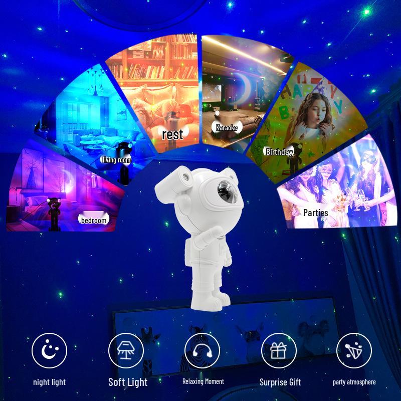 Cosmic Astronaut Bluetooth Projector: Starry Sky, Aurora, and Cloud Night Light for a Romantic Bedroom Atmosphere