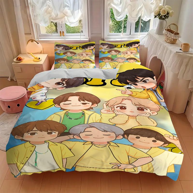 3pcs BTS Merchandise Bedding Set: Perfect for Bedroom or Guest Room. Soft and Comfortable with No Core Included Yy251009204