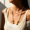 Imitation Pearl Beaded Geometric Water Drop Pendant Sweater Chain Fashion Personality Niche Necklace