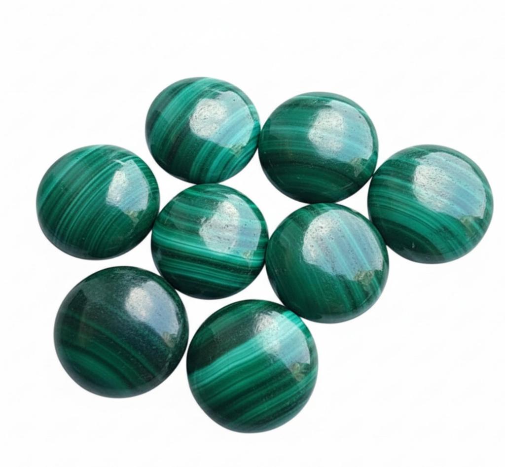 Natürliche Malachit Runde Cabochons - Malachit Flachboden Runde Edelsteine für Schmuck