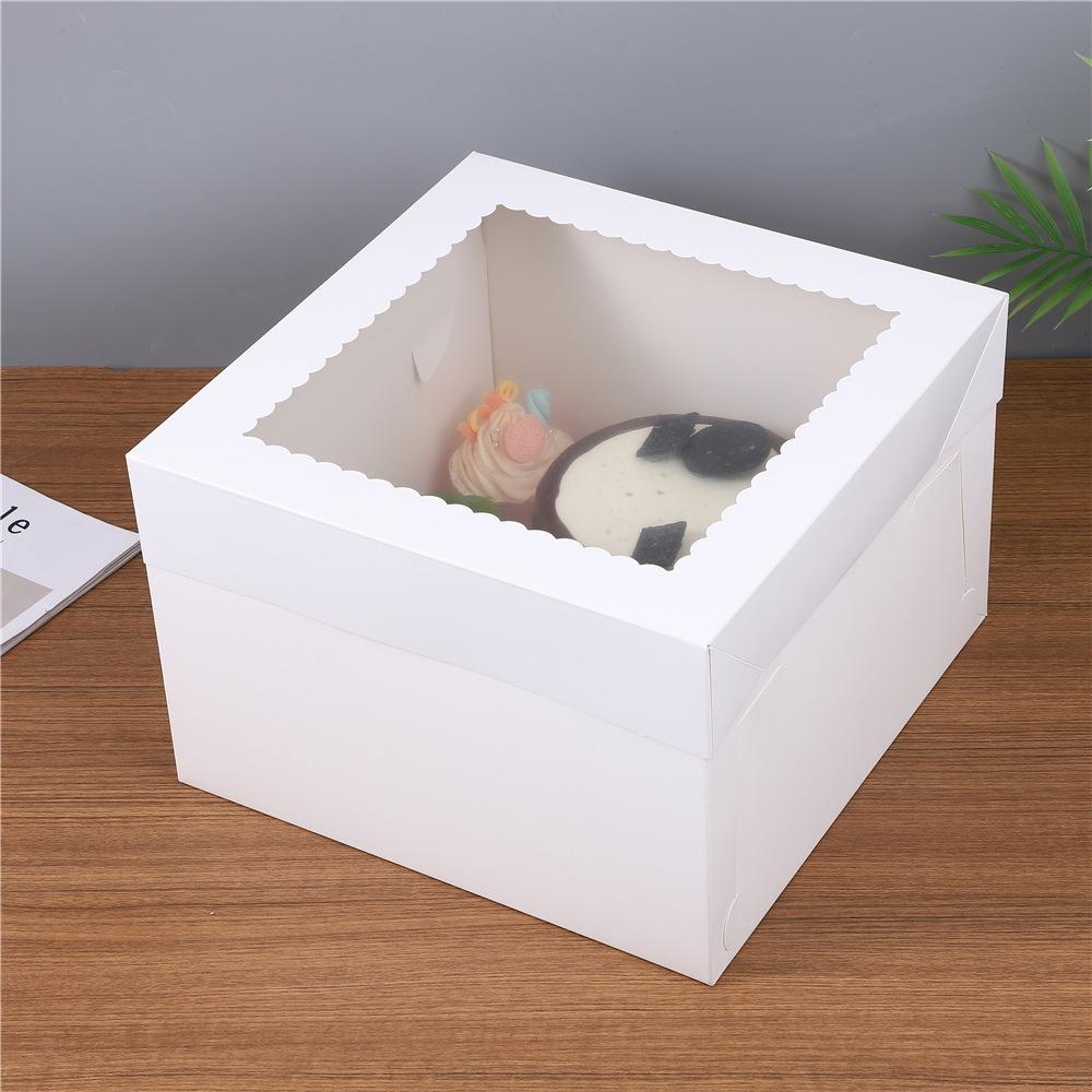 10pcs with Window Disposable Cake Packaging Box White Cake Container Pastry Box  Wedding