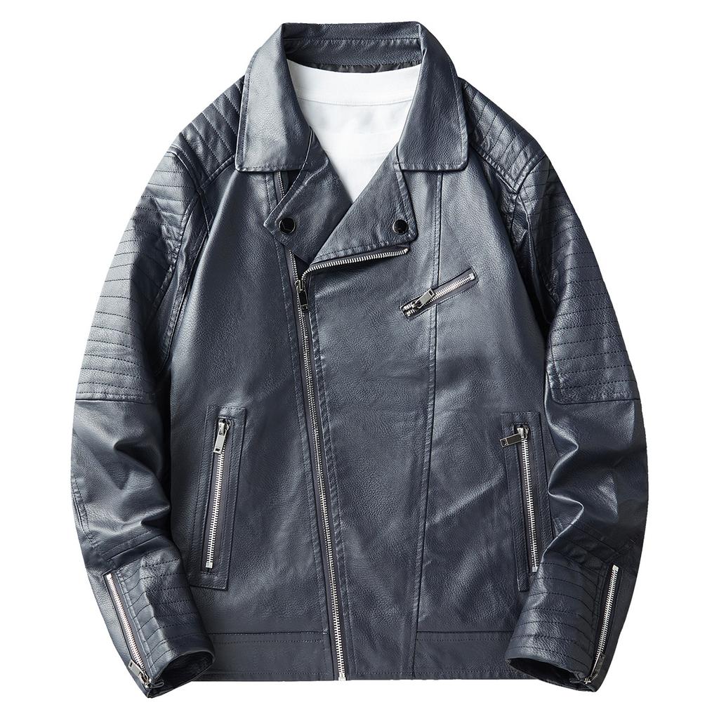 High-end locomotive clothing spring and autumn new leather jacket men's fashion trendy brand locomotive leather jacket youth handsome jacket