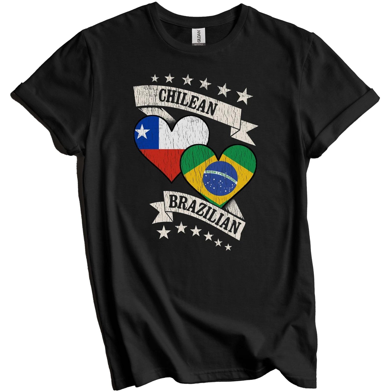 Chilean Brazilian Heart Flags Chile Brazil T-Shirt 4XL