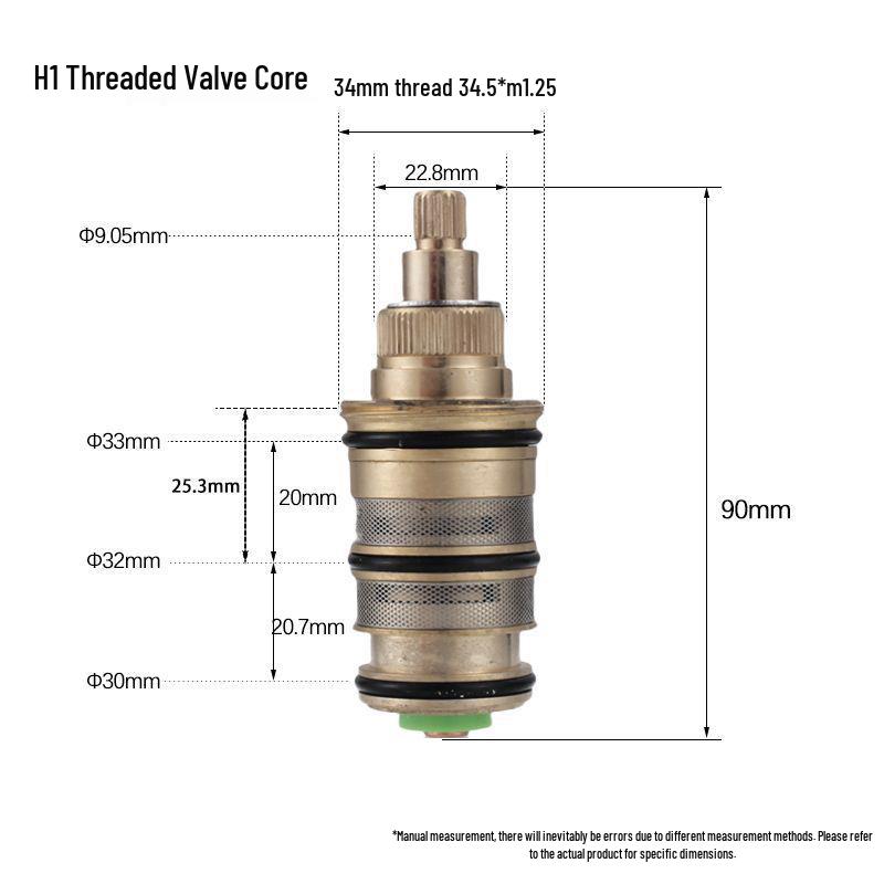 Thermostatic Valve Core Replacement for H1/H2 Faucets: Brass Temperature Control for Hot/Cold Water