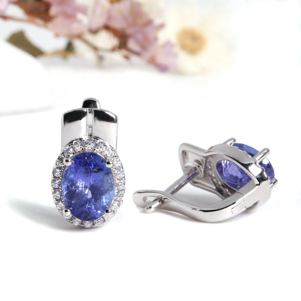 Precious Rare Natural blue Tanzanite Ring Earrings Set Real Gemstone Silver jewelry Women's anniversary & wedding gift