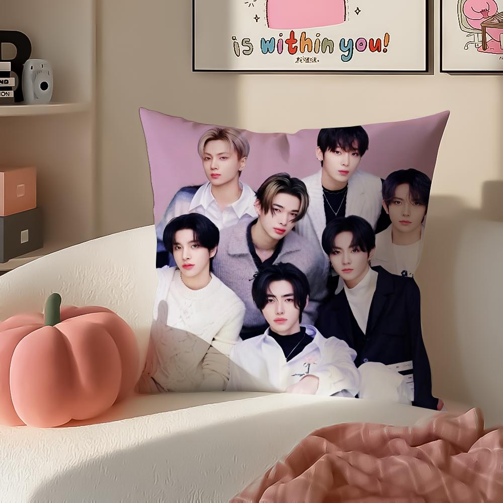 Korean Kpop Boy Group Superstar EENHYPEN Cushion Cover Pillowcase Short Plush Invisible zipper Room Sofa Cushion Cover