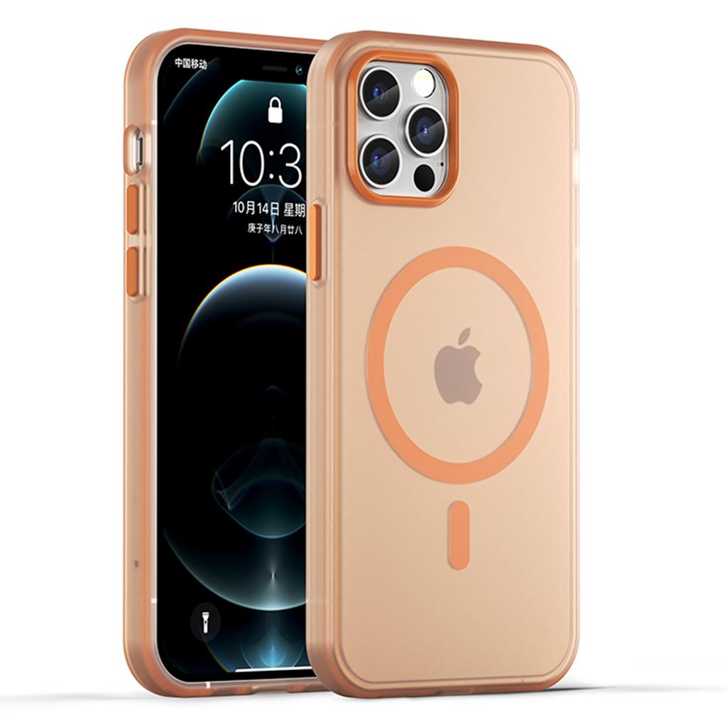 For iPhone 12 Pro Max 6.7 Inch Magnetic Case Translucent Matte TPU+PC Phone Cover Compatible with MagSafe