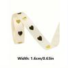 5 Yards Festive Golden Heart Ribbon High-Quality Polyester Holiday Ribbon, Wedding Ribbons, Gift Decoration Ribbons, Small Cake Decoration Ribbons