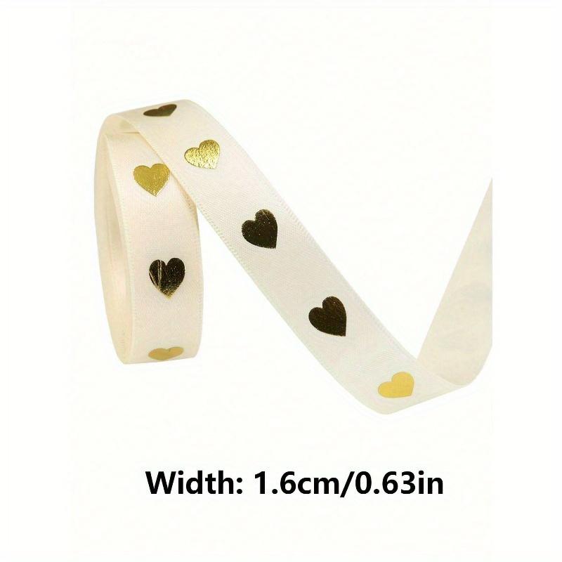 5 Yards Festive Golden Heart Ribbon High-Quality Polyester Holiday Ribbon, Wedding Ribbons, Gift Decoration Ribbons, Small Cake Decoration Ribbons