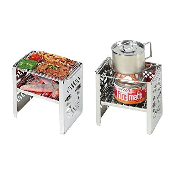 [Amazon.co.jp Limited] CAPTAIN STAG Barbecue Stove Bonfire Stand 3-in-1 Folding Kamado Smart Grill [B6 Type/B5 Type] 3 Levels Adjustable Stainless