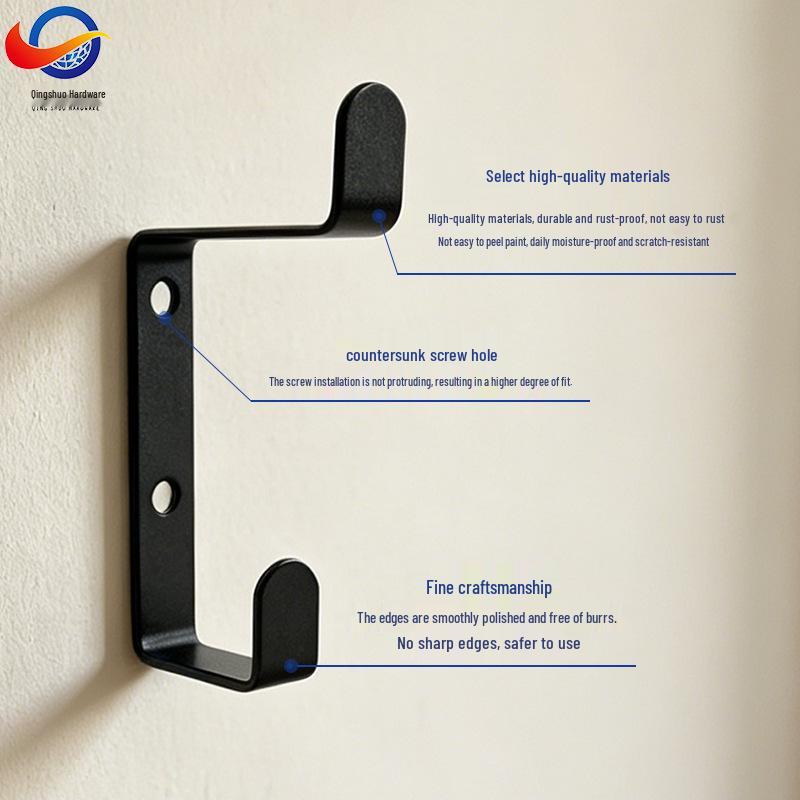 Black Bathroom Wall Hook for Towels, Coats, and Hats - Single Hook Rack