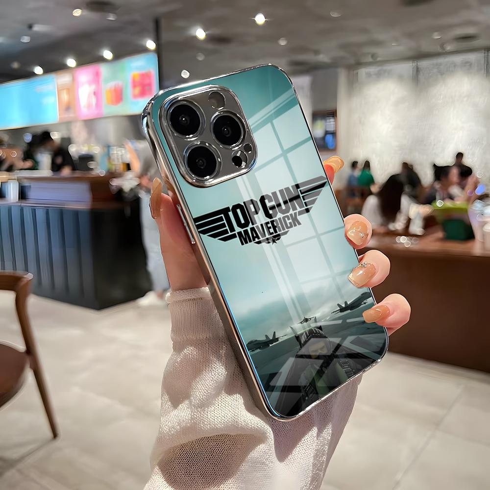 Top Gun Maverick Phone Case For IPhone 17 Pro Max 15 Pro 16 14 Plus 12 13 Mini 11 Pro Shockproof Electroplated Glass Cover