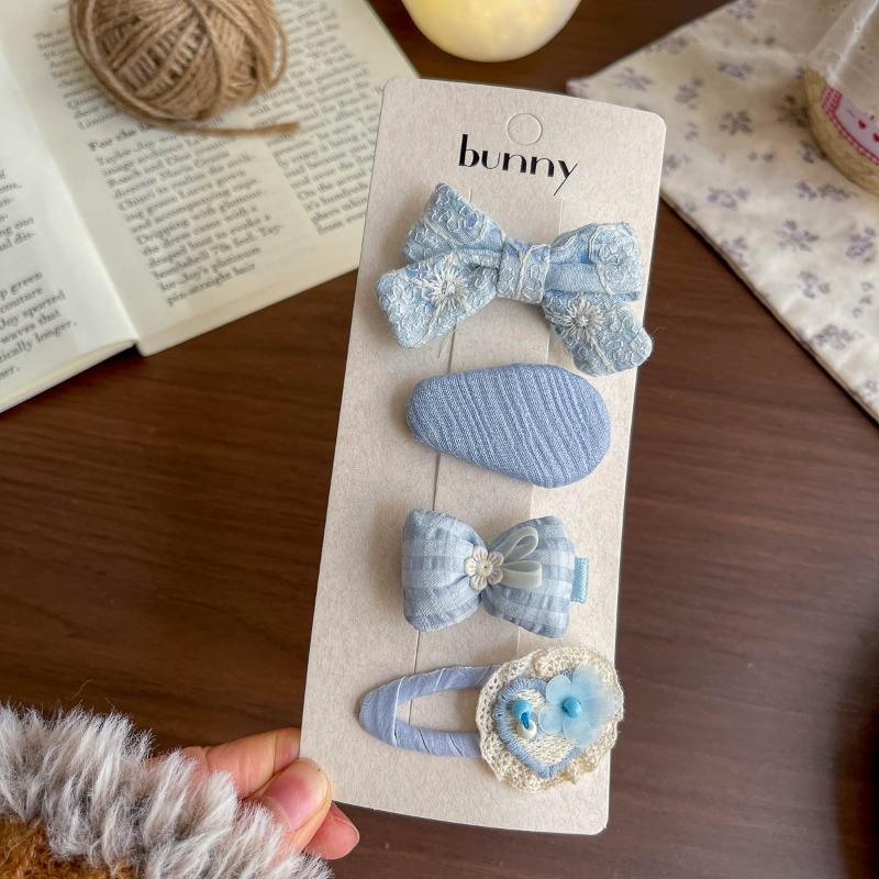 Spring and Summer New Rabbit Bow Combination Set Hairpin Cartoon Small Fresh Baby Side Does Not Hurt The Hairpin Female