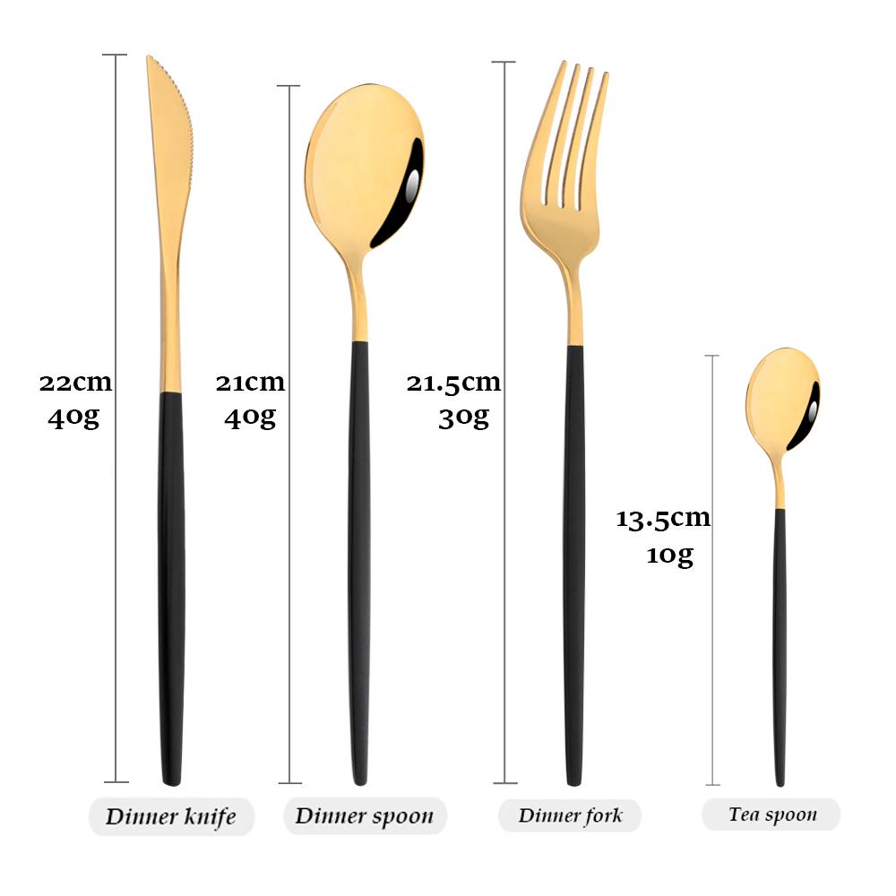 Juego de vajilla occidental de oro negro de 4 Uds., juego de cubiertos de acero inoxidable, tenedor, cuchillo, cuchara, vajilla, juego de cubiertos, juego de platería