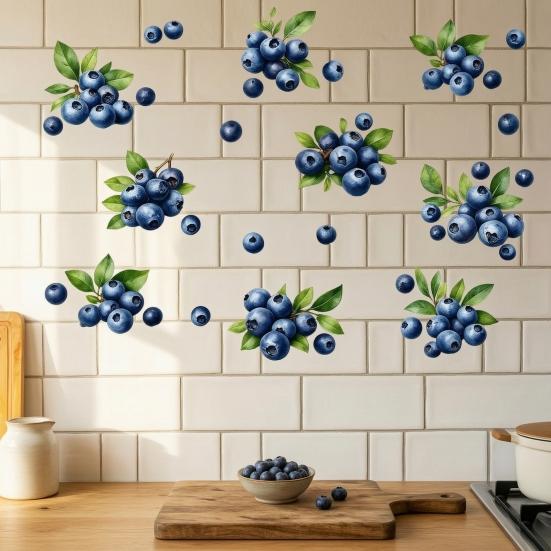 Watercolor Fruit Wall Stickers Blueberry Decals, Peel And Stick Fruits Stickers, Removable Boho Home Decor Art for Baby Nursery, Kids Bedroom, Living