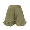 Women's Fashionable Loose-Fit Cotton-Linen Blend Casual Shorts With Pockets -Color Ruffled Wide-Leg Pants
