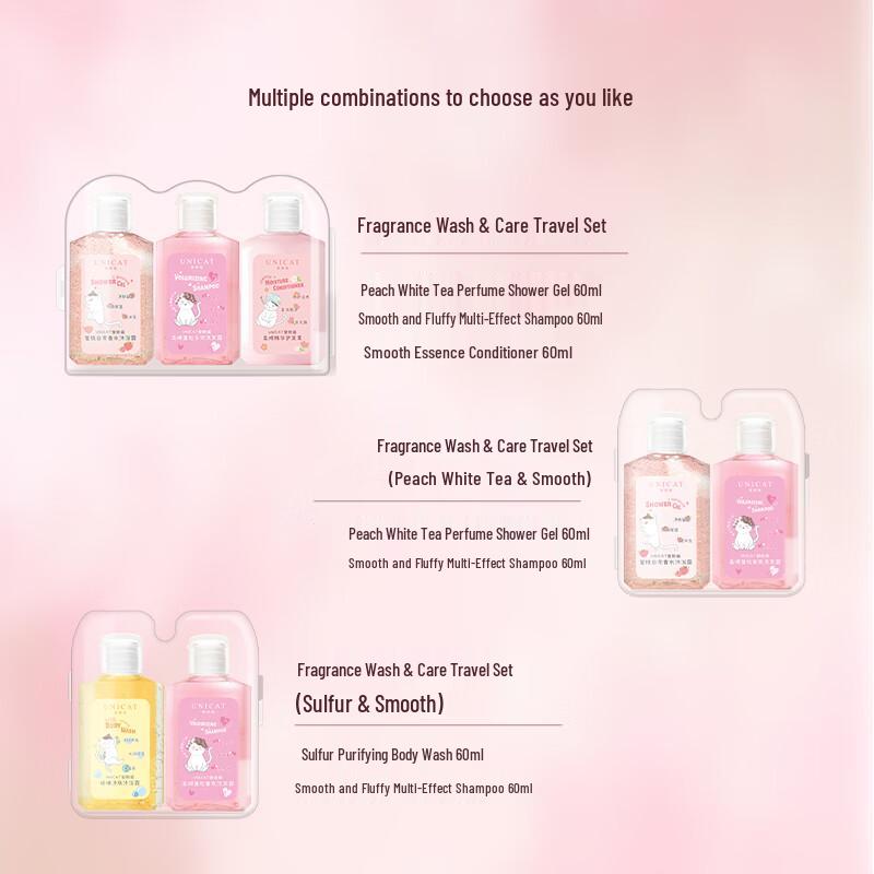 UNI CAT Peach White Tea Hair & Body Travel Set