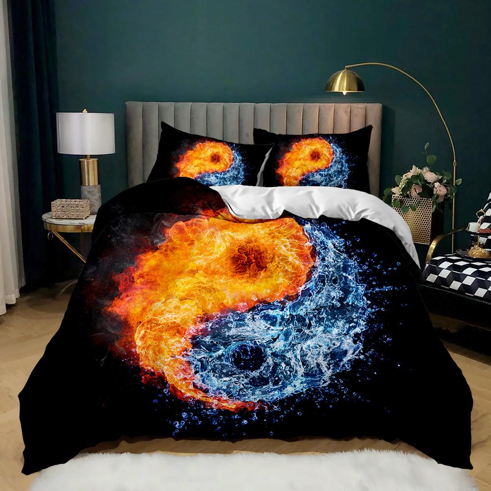 Yin Yang Duvet Cover Set for Girl Boy Children Chinese Ancient Culture Art Polyester Comforter Cover Decorative Gossip Pattern