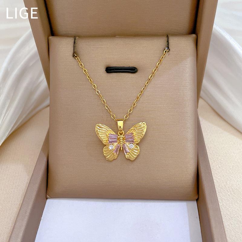 Necklace Earrings Set Light Luxury Laser Bow Full Diamond Personality Temperament Banquet Earrings Necklace Group