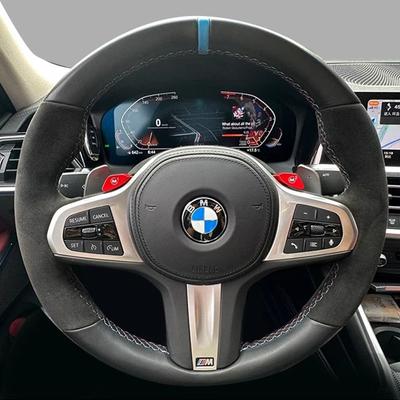 Cubierta de Volante de Coche de Cuero Negro Gamuzado Cosida a Mano Para BMW M Sport G30 G31 G32 G20 G21 G14 G15 G16 X3
