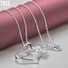 925 Sterling Silver Heart-shaped Butterfly 18 Inch Pendant Necklace Fashionable Wedding Jewelry