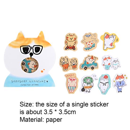 30Pcs  Adorable Attractive Stickers Creative Cats Elements Paper Suitcase Stickers for Hand Account