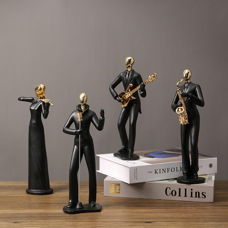 Stylish Resin Musician Figurine Set For Desk Decor Or Holiday Gift Giving
