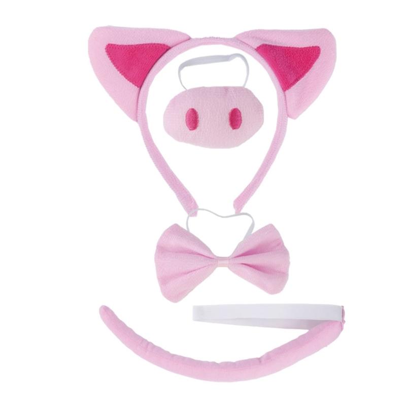 Pig Costume Set Pig Ear Nose Tail Bow Tutus Animal Fancy Costume Kit Accessories