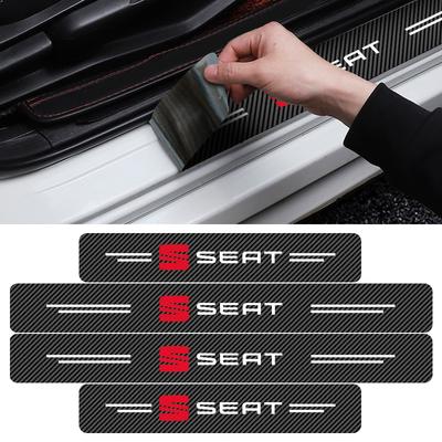 4 Peças Placa de Porta do Carro Protetor de Soleira Fibra de Carbono Adesivo para Toledo Cordoba MK3 Leon FR 5 6 MII Altea 5F Ibiza Alhambra