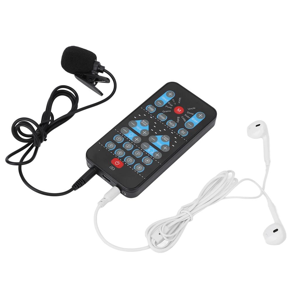 8 Sound Effects Mini Voice Changer Card Support Multi Languages Beautification Handheld Sound Card for Mobile Phone Computer