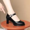 One-word buckle high-heeled waterproof stage catwalk with cheongsam shoes temperament single shoes, leather shoes
