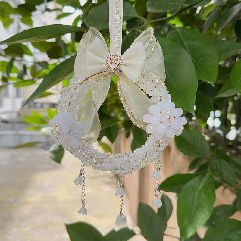 Lucky Flower Car Pendant Car Rear View Mirror Hanging Decoration Car Ornaments Women's Auto Interior Trim Weding Gifts