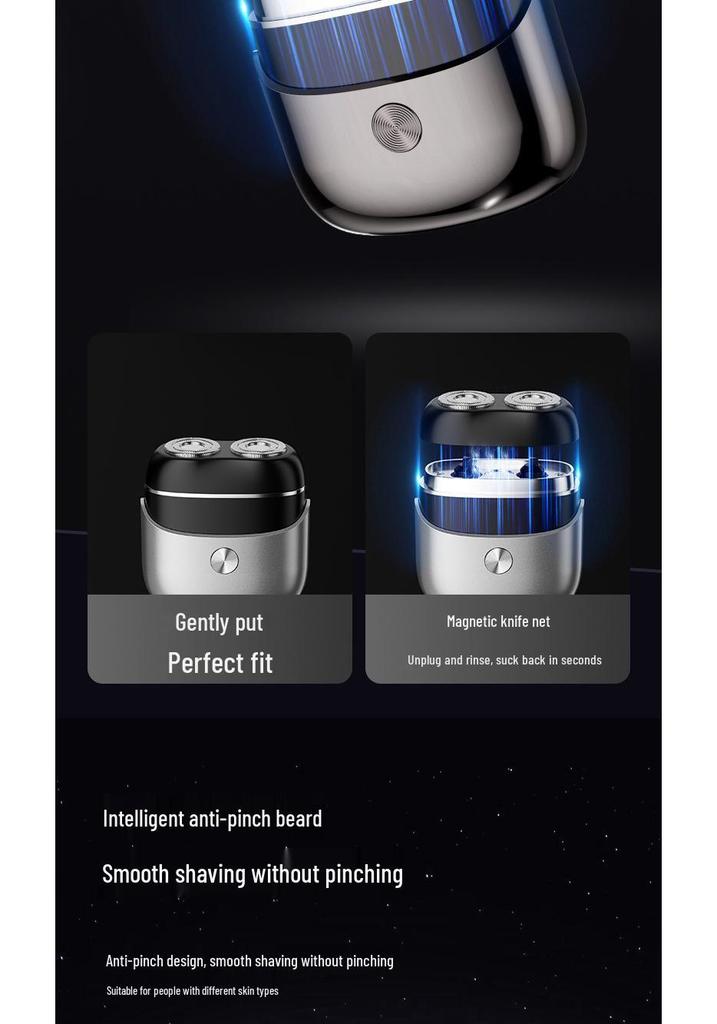 Compact Magnetic Electric Shaver, Whole Body Washable, Portable for Home & Travel