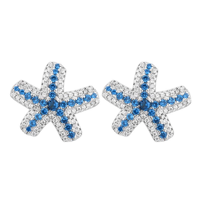 Three Piece Set Of Cross-border Jewelry From Europe America Starfish Necklace Earrings Ring Pentagram New Exaggerated Personality Women