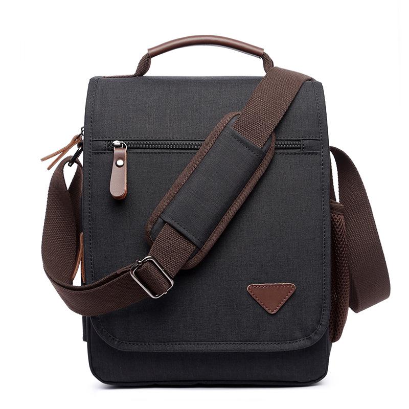 Men s Trendy Korean-Style Water-Repellent Polyester Crossbody Shoulder Bag чёрный