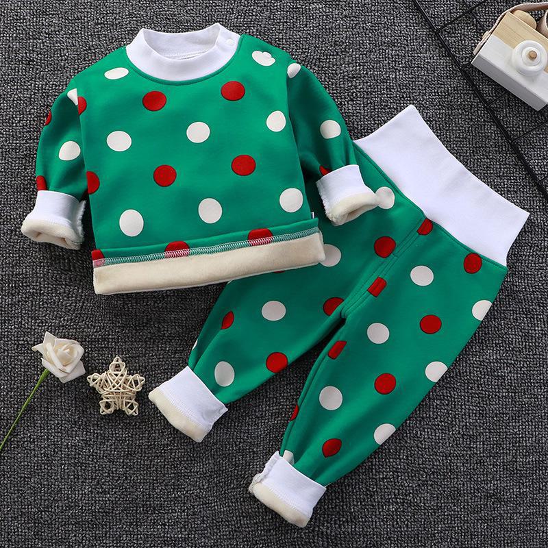 Baby-Unterwäscheset aus Samt mit hoher Taille: Jungen & Mädchen Pyjamas mit Bauchschutz für Herbst-Winter