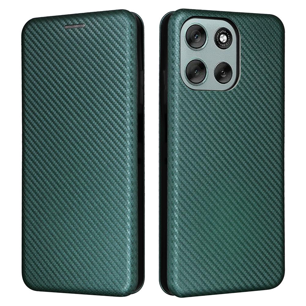 For Motorola Moto G56 5G Case Carbon Fiber Texture Drop-Proof PU Leather Phone Cover