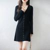 Early Autumn New Multi-Button V-Neck Long-Sleeved Dress Knitted Slim-Fitting Knitted Bottoming Skirt Pure Desire To Show Thin Wool Cardigan